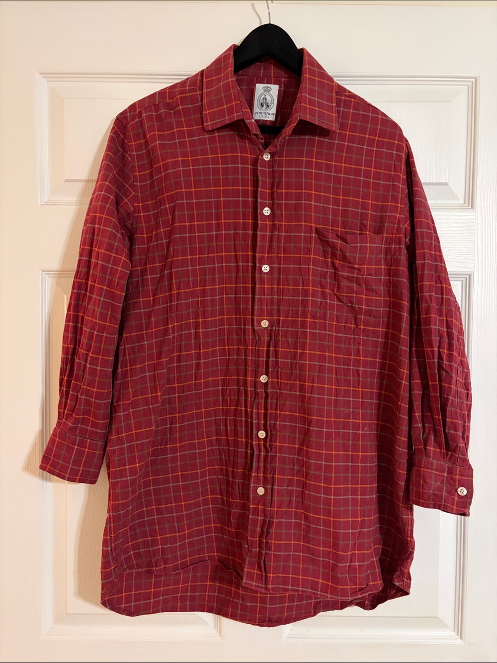J.C. Cording & Co Men’s Flannel Shirt Burgundy Plaid Size 16 41 Cordings